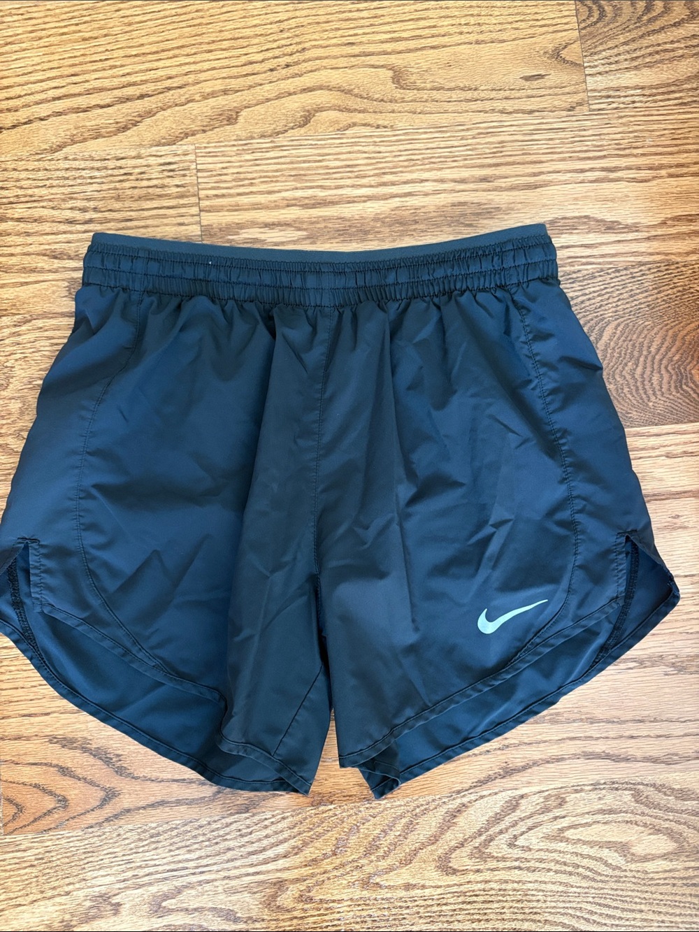 Nike Black Athletic Running Shorts with White Swoosh